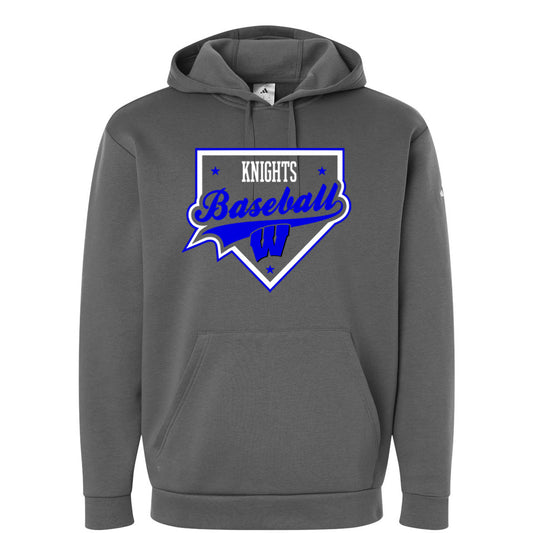 Windsor - Knights Baseball Homeplate - ADIDAS Men's Fleece Hooded Sweatshirt - Team Grey Four (AT203)