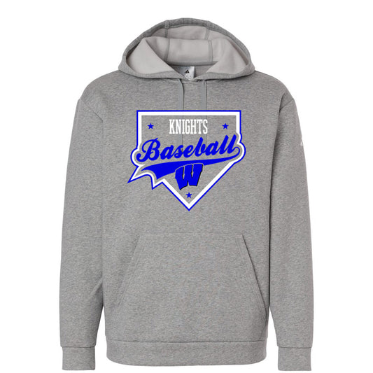 Windsor - Knights Baseball Homeplate - ADIDAS Men's Fleece Hooded Sweatshirt - Medium Grey Heather (AT203)