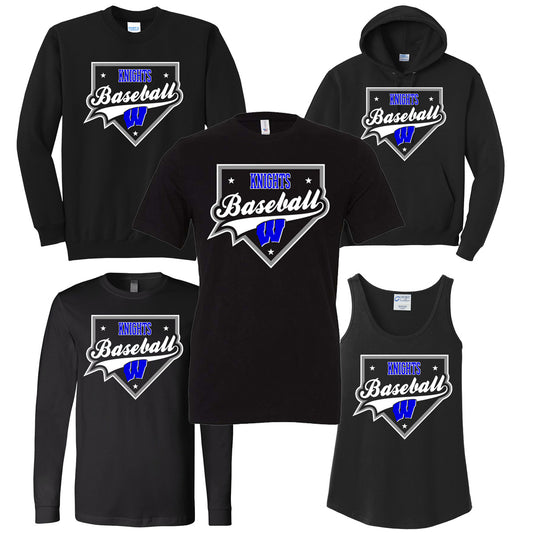 Windsor - Knights Baseball Homeplate - Black (Tee/DriFit/Hoodie/Sweatshirt)