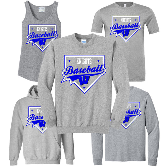 Windsor - Knights Baseball Homeplate - Athletic Heather (Tee/DriFit/Hoodie/Sweatshirt)