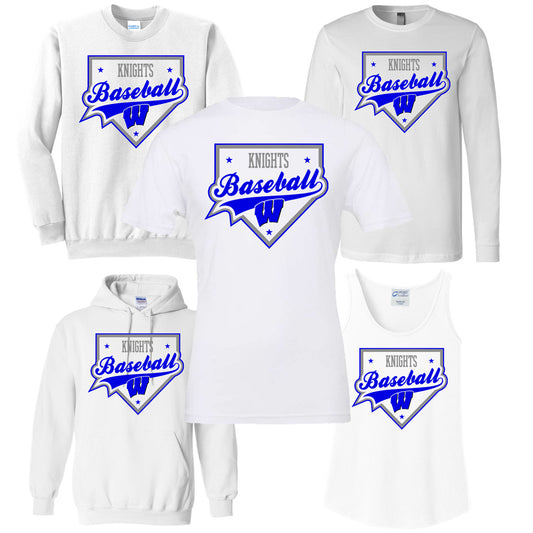 Windsor - Knights Baseball Homeplate - White (Tee/DriFit/Hoodie/Sweatshirt)