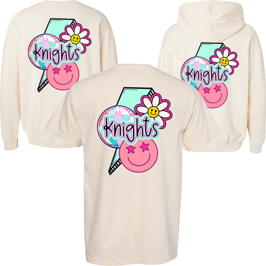 Windsor - Knights Lightning Bolt Flower Smiley Face - Comfort Color - Ivory (Tee/Hoodie/Sweatshirt)