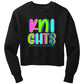 Windsor - Knights Neon Letters - Women’s Perfect Weight® Fleece Cropped Crew - Black (DT1105)