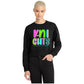 Windsor - Knights Neon Letters - Women’s Perfect Weight® Fleece Cropped Crew - Black (DT1105)