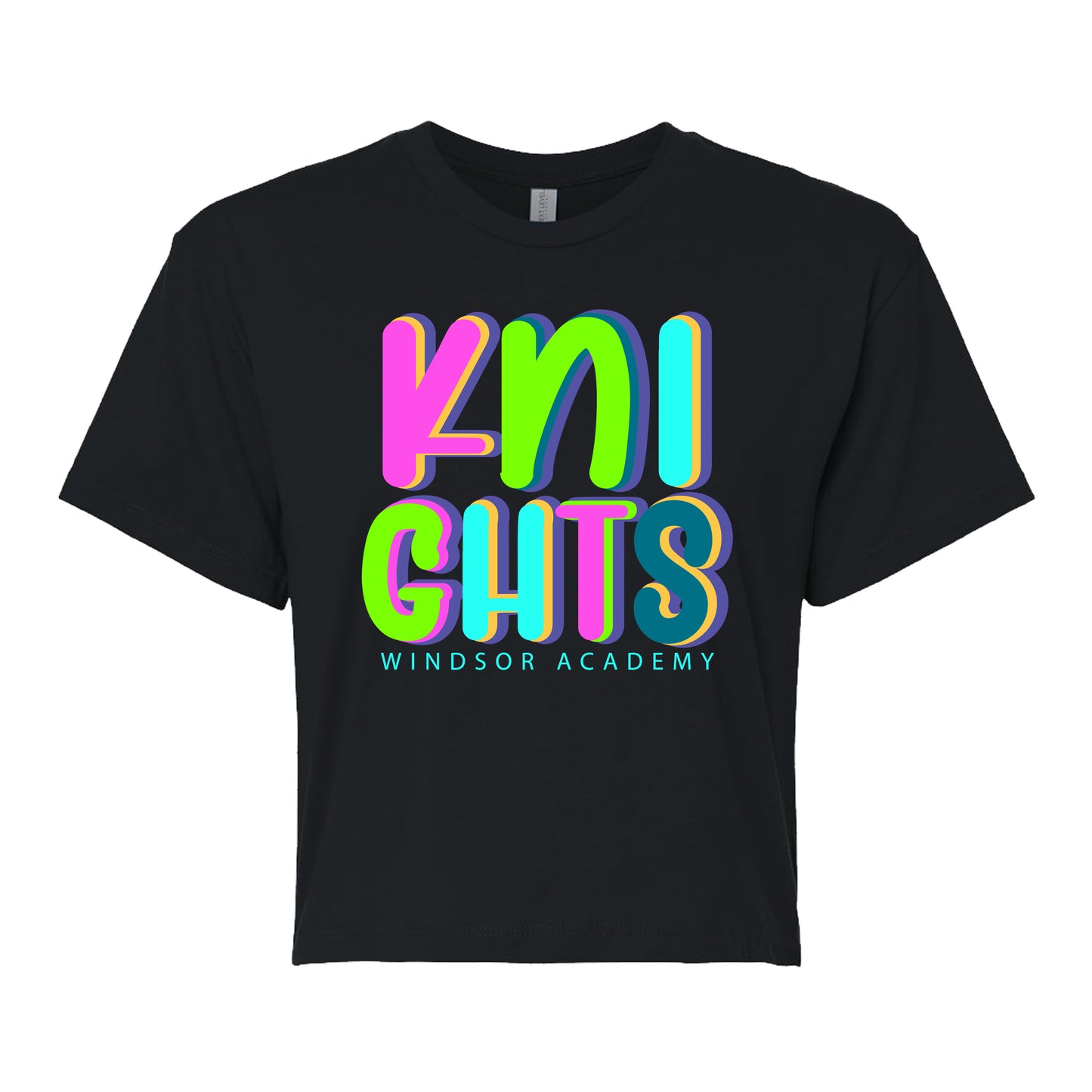 Windsor - Knights Neon Letters - Women's Ideal Crop Top - Black (1580)