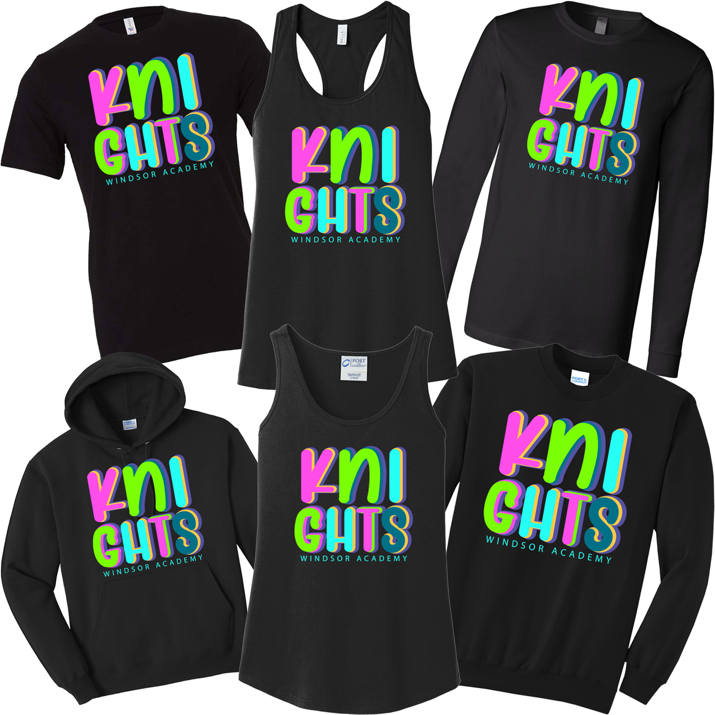 Windsor - Knights Neon Letters - Black (Tee/DriFit/Hoodie/Sweatshirt)