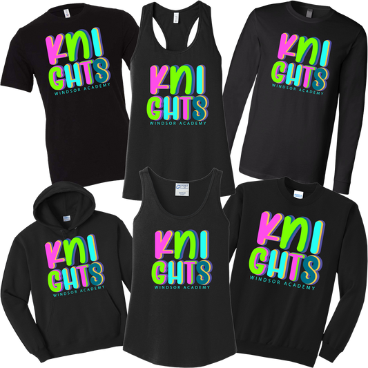 Windsor - Knights Neon Letters - Black (Tee/DriFit/Hoodie/Sweatshirt)