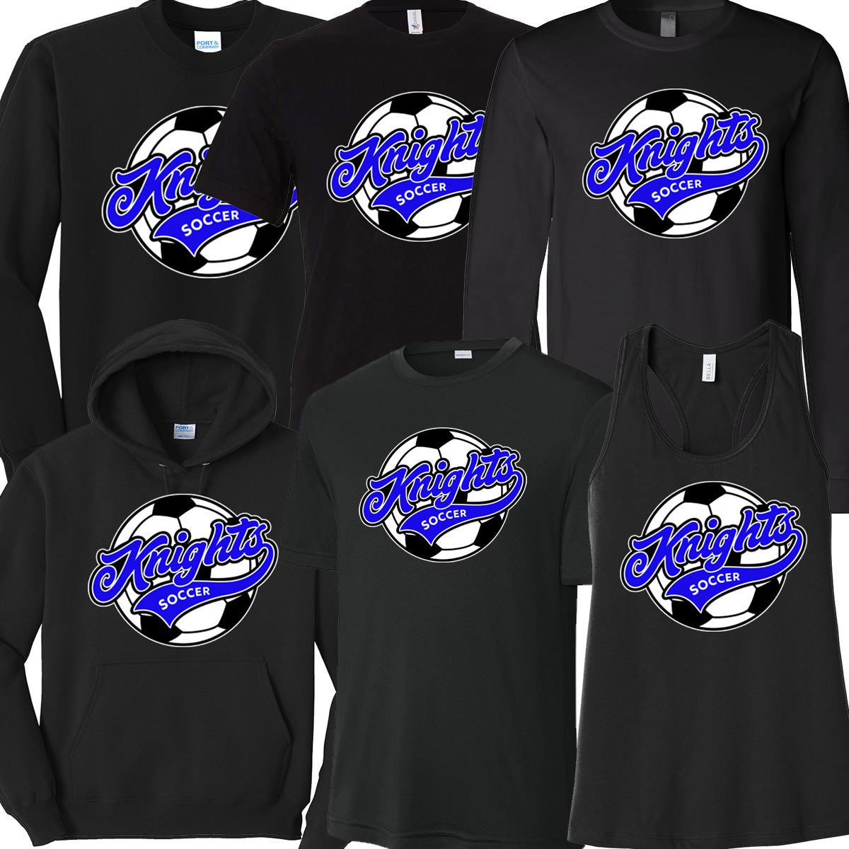Windsor - Knights Soccer Script - Black (Tee/DriFit/Hoodie/Sweatshirt)a