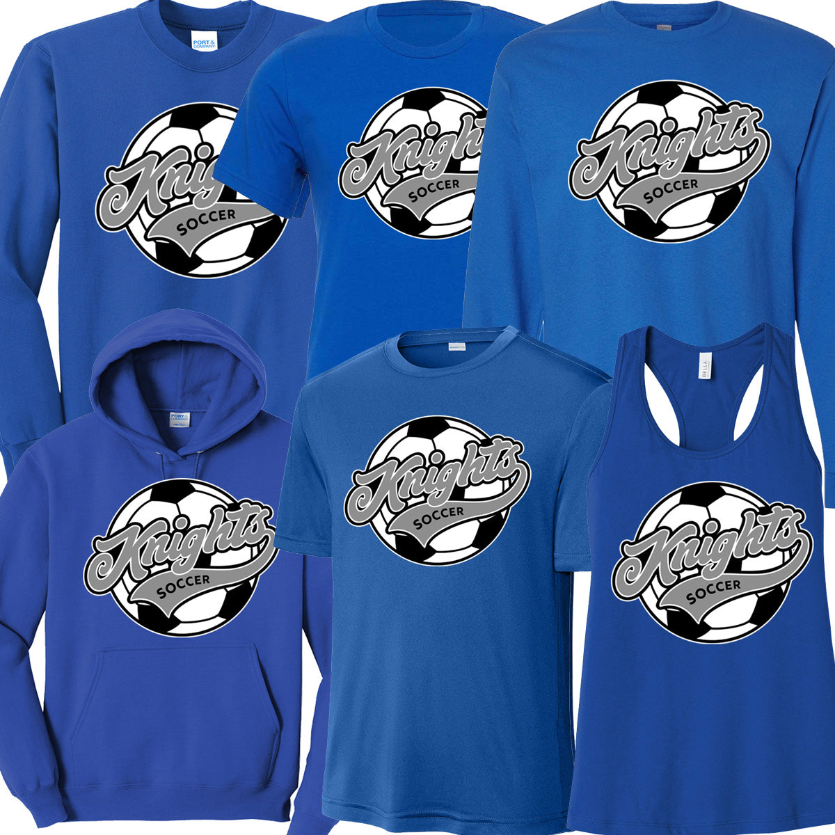 Windsor - Knights Soccer Script - True Royal (Tee/DriFit/Hoodie/Sweatshirt)