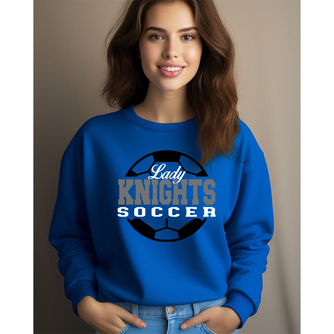 Windsor - Lady Knights Soccer Ball Split - True Royal (Tee/DriFit/Hoodie/Sweatshirt) - Southern Grace Creations