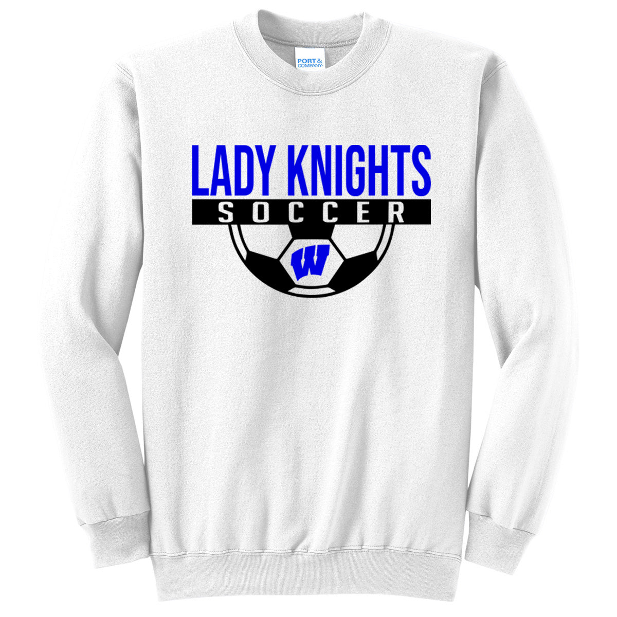 Windsor - Lady Knights Soccer (Half Ball) - White (Tee/DriFit/Hoodie/Sweatshirt) - Southern Grace Creations