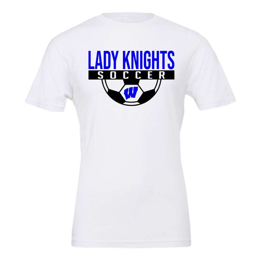 Windsor - Lady Knights Soccer (Half Ball) - White (Tee/DriFit/Hoodie/Sweatshirt) - Southern Grace Creations
