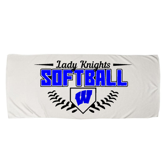 Windsor - Lady Knights Softball Curved Stitches Cooling Towel - White (PSB12315) - Southern Grace Creations