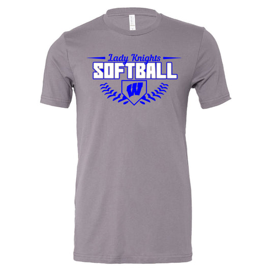 Windsor - Lady Knights Softball Curved Stitches - Grey Concrete DriFit Tee (ST350) - Southern Grace Creations
