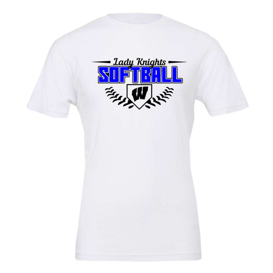 Windsor - Lady Knights Softball Curved Stitches - White DriFit Tee (ST350) - Southern Grace Creations