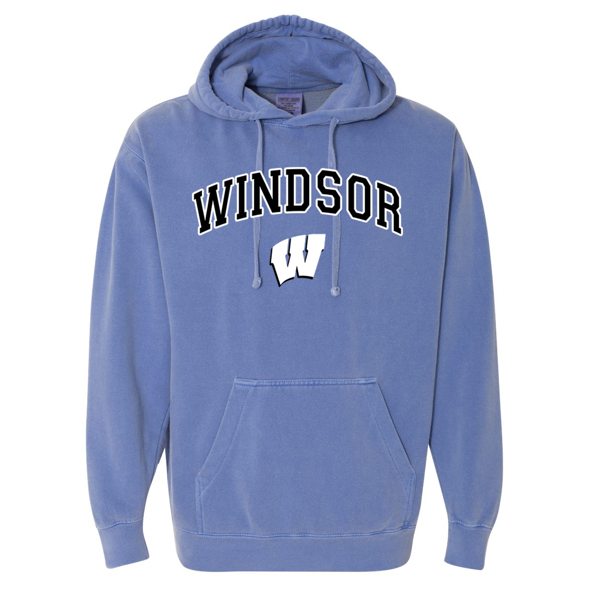 Windsor - Windsor Arched W Comfort Color Hoodie - Flo Blue (1567) - Southern Grace Creations