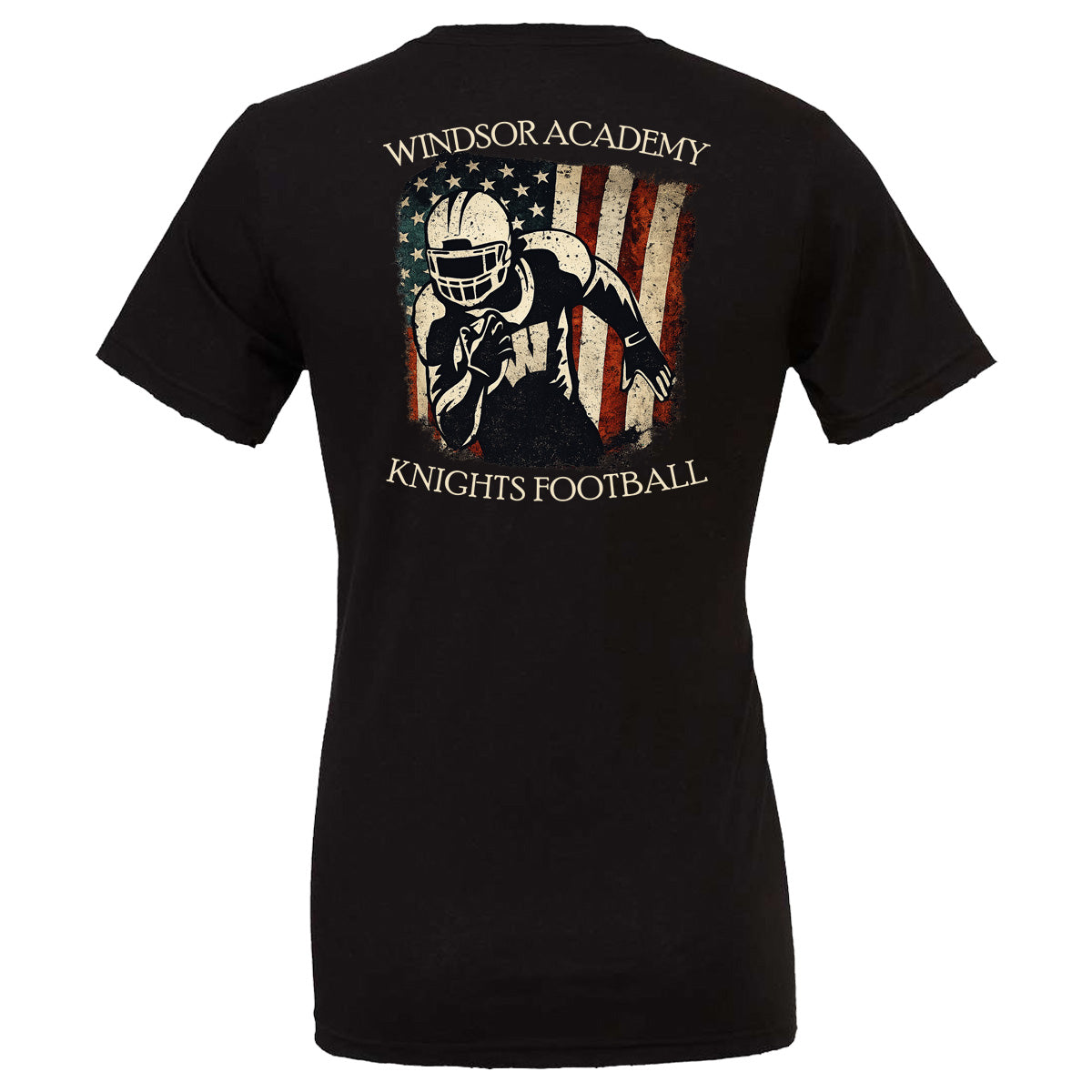 Windsor - Windsor Academy Knights Football Distressed Flag and Player - Black (Tee/Drifit/Sweatshirt/Hoodie)
