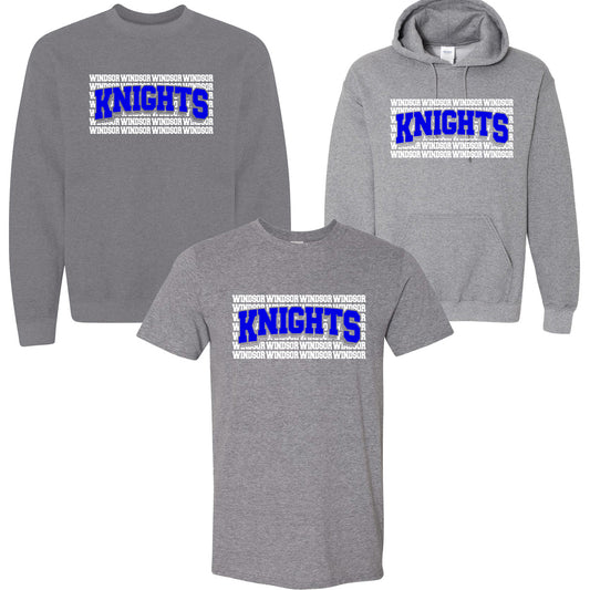 Windsor - Windsor Knights Stacked Arched - Graphite Heather (Tee/DriFit/Hoodie/Sweatshirt)