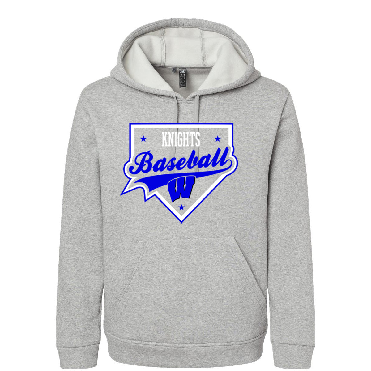Windsor - Knights Baseball Homeplate - ADIDAS Unisex Fleece Hooded Sweatshirt - Grey Heather (A432)