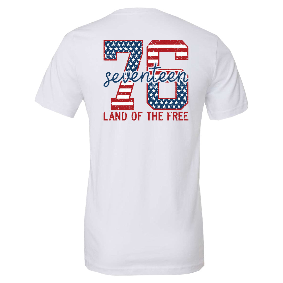 America 1776 Land of The Free Big Block Letters - Short Sleeves Cotton - White