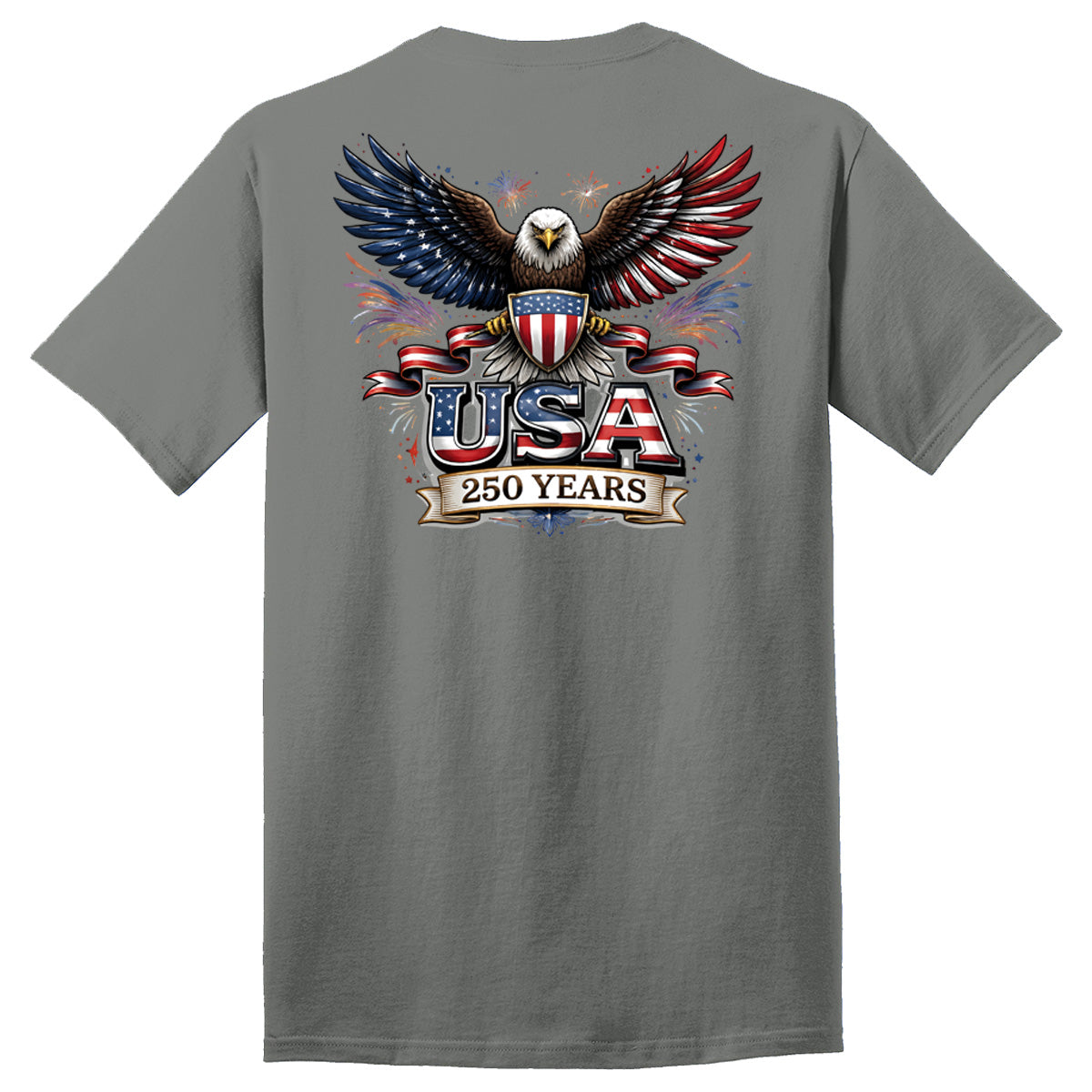 America Eagle usa 250 years - Short Sleeves Cotton - Medium Grey