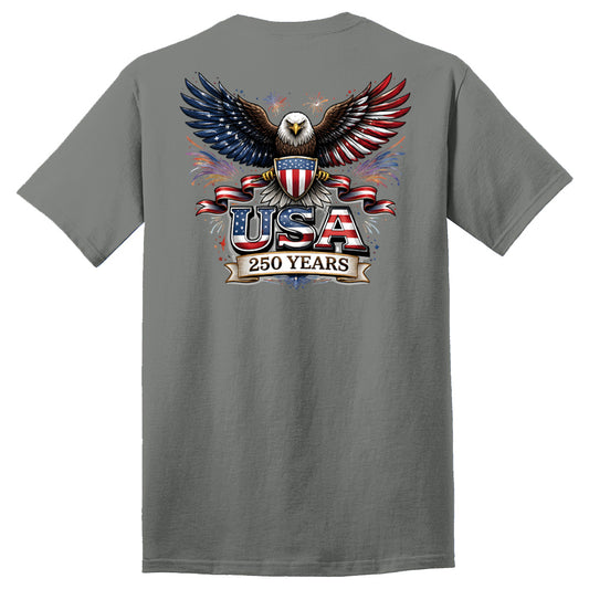America Eagle usa 250 years - Short Sleeves Cotton - Medium Grey