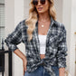 Mandy Pocketed Plaid Collared Neck Long Sleeve Shirt