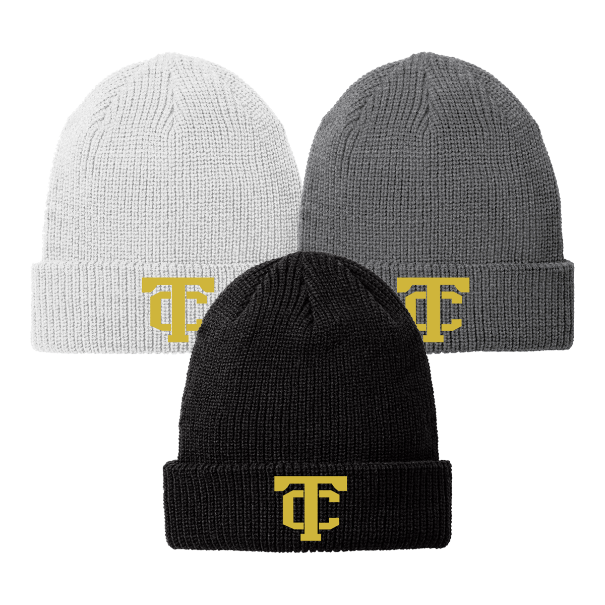 •Twiggs County - TC (Gold) - Chunky Knit Beanie (C958)