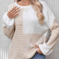 Contrast Round Neck Long Sleeve Sweater