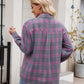 Mandy Pocketed Plaid Collared Neck Long Sleeve Shirt