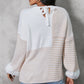 Contrast Round Neck Long Sleeve Sweater