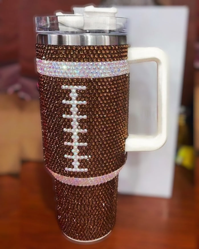 Crystal Football "Blinged Out" 40 Oz. Tumbler