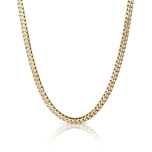 6mm Cuban Link Chain Necklace - 14K Gold Plated Stainless Steel