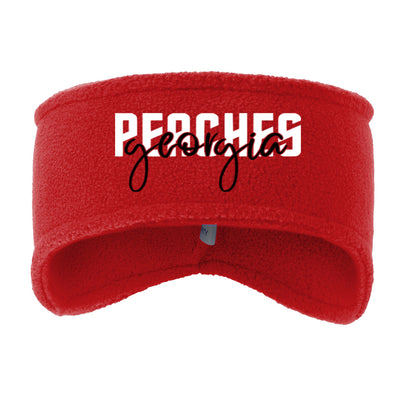 peaches - georgia peaches block script - R-Tek Stretch Fleece Headband (C910)