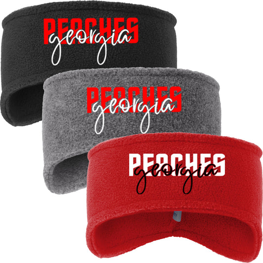 peaches - georgia peaches block script - R-Tek Stretch Fleece Headband (C910)