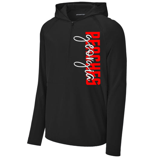 Peaches - Georgia Peaches Block Script - Repeat 1/2-Zip Long Sleeve Hooded Jacket - JST488 - Black