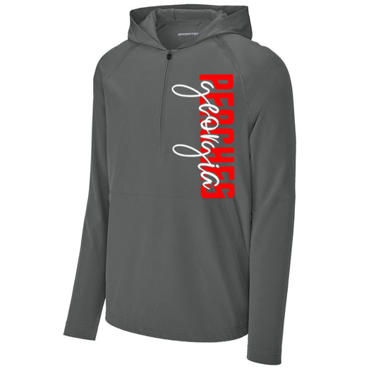 Peaches - Georgia Peaches Block Script - Repeat 1/2-Zip Long Sleeve Hooded Jacket - JST488 - Iron Grey