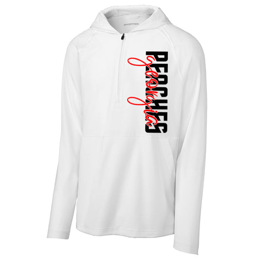 Peaches - Georgia Peaches Block Script - Repeat 1/2-Zip Long Sleeve Hooded Jacket - JST488 - White