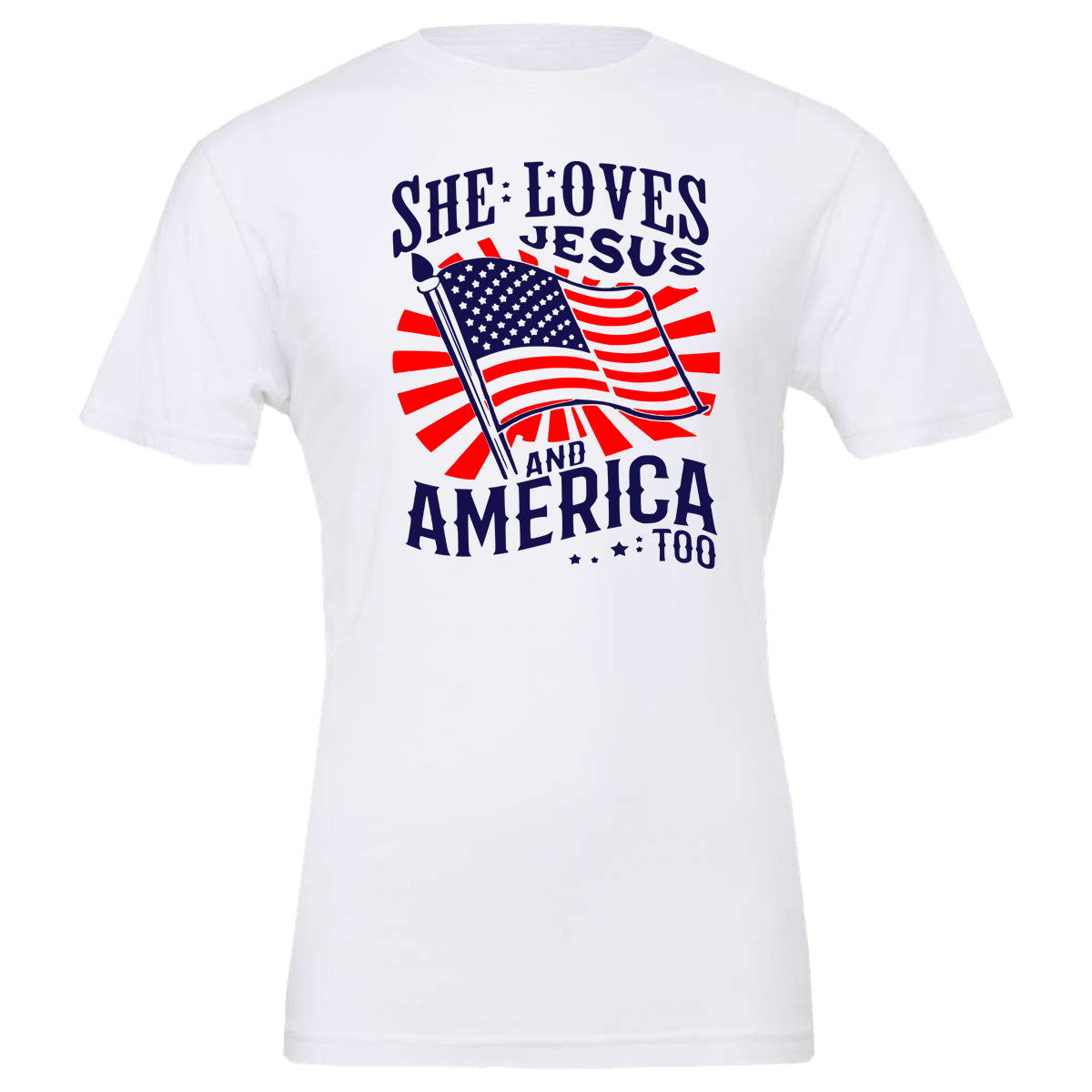 she loves jesus and america too flag waving - White