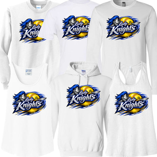 Windsor - Softball Lady Knights Sword Swirl - White (Tee/DriFit/Hoodie/Sweatshirt)