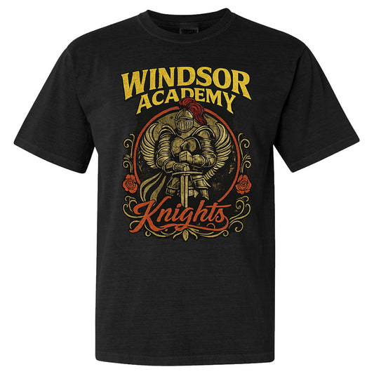 Windsor - Windsor Academy Knights Vintage Rock Style - Black Comfort Color Short Sleeves Tee