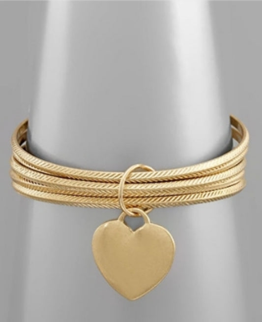 4 Bangle Heart Bracelet-Gold - Southern Grace Creations