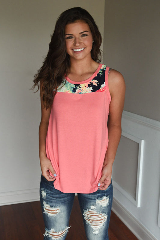 Adorable Floral Tank  - Coral - Southern Grace Creations