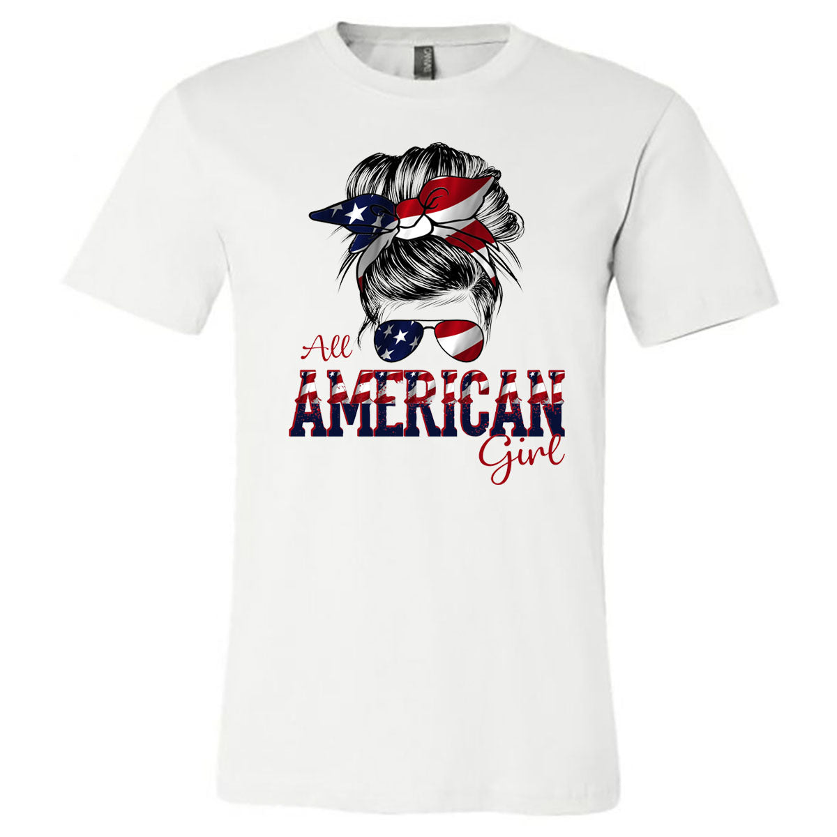 All American Girl - White Tee - Southern Grace Creations