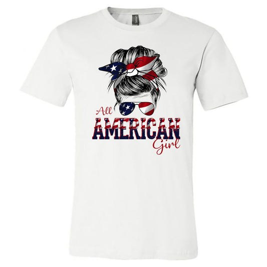 All American Girl - White Tee - Southern Grace Creations