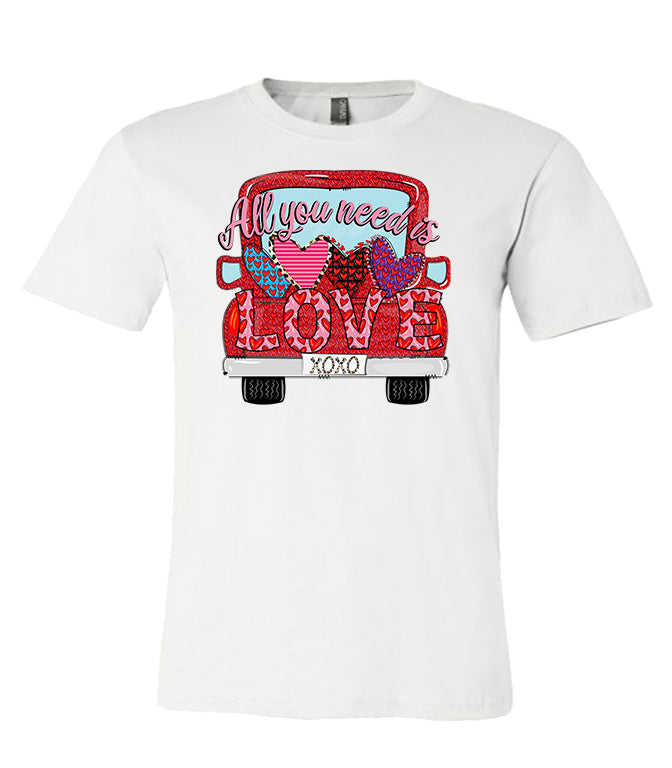 All You Need is Love Truck - White Tee - Southern Grace Creations
