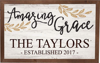 Amazing Grace Framed Sign - Engravable (ZVFR0062) - Southern Grace Creations