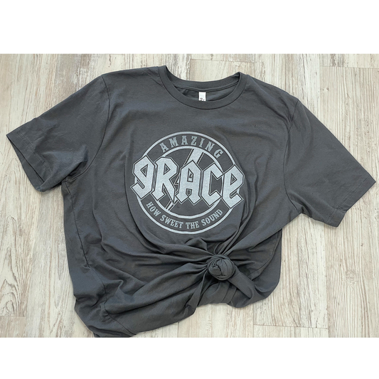 Amazing Grace How Sweet the Sound - Asphalt Short Sleeves Tee - Southern Grace Creations