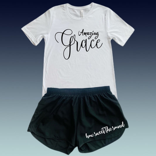 "Amazing Grace"  How sweet the sound!  T-Shirt and Shorts Set - Southern Grace Creations