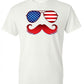 American Flag Glasses and Mustache - White Short Sleeve Tee - Southern Grace Creations